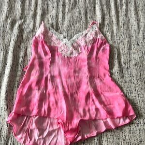 Free People Pink and White Lace Chemise